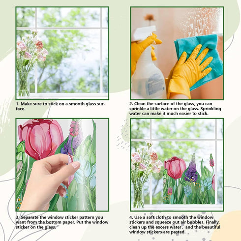 GORGECRAFT 46x15"/116x38cm Large Landscape Wall Stickers Double Sided Mountain Window Decals Non Adhesive Butterfly