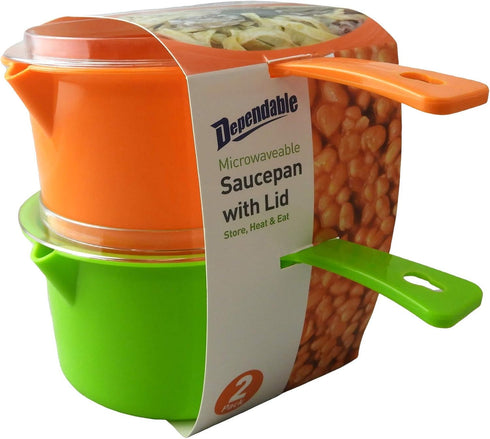 Set of 2 Microwave Saucepan with Lid, 800ml Each, Store Heat and Eat