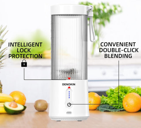 Portable Personal Size Blender for Smoothies and Shakes - USB Rechargeable - Household Fruit Mixer