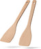 2pcs 13inch Wooden Spatulas for Cooking, Uncoated Beech Wood Turners for Frying, Non-Scratch Utensils