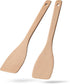 2pcs 13inch Wooden Spatulas for Cooking, Uncoated Beech Wood Turners for Frying, Non-Scratch Utensils
