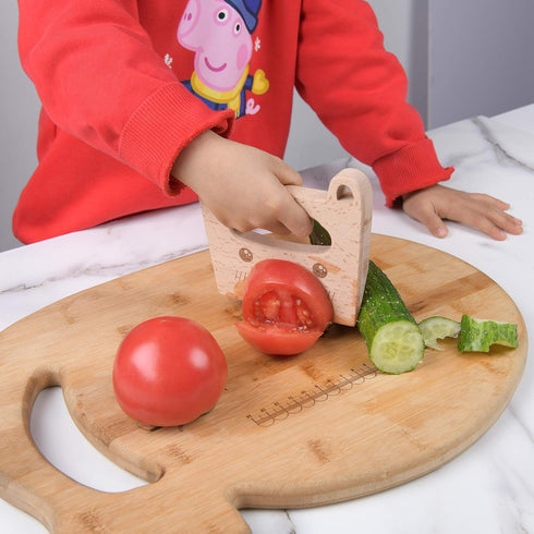 Wooden Kids Knife for Cooking, Cute Bear Shape Safe Kitchen Tool for Kids, Cutting Veggies Fruits