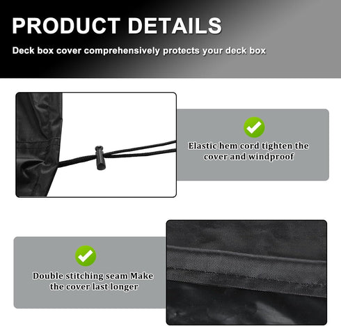 100 600D Black(49" 24" 25" Deck Box Cover, Outdoor Storage Box Cover for Gallon Deck Box &Outside Patio Storage Bench