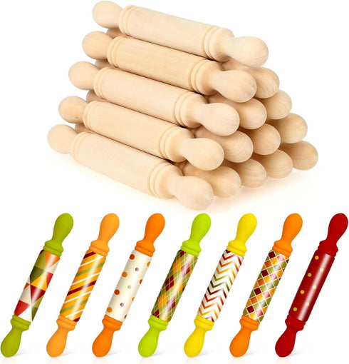 20 Pieces Mini Rolling Pin for Crafts 5.5 Inches Long Wooden Dough