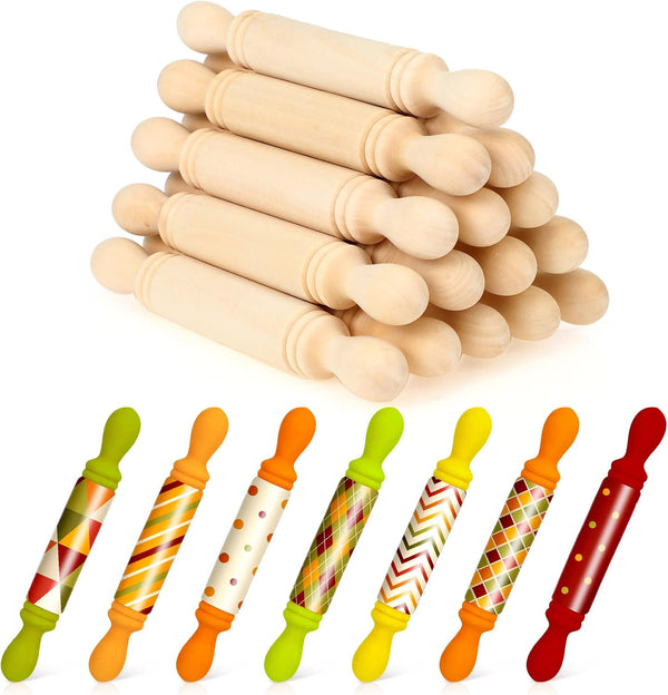 20 Pieces Mini Rolling Pin for Crafts 5.5 Inches Long Wooden Dough