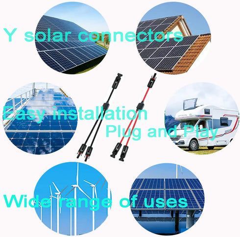 Y Solar Connector,Solar Y Branch Parallel Cable,Solar 1 to 2 Male Female Connector Adapter,10AWG 45A Waterproof IP68 40CM Cable, for Solar Panels,Solar Cells (MFF&FMM,1 Pair)