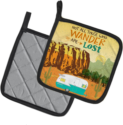 Caroline's Treasures VHA3025PTHD Retro Camper Camping Pot Holders Set, Heat Resistant Kitchen Hot Pads, 7.5 x 7.5