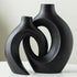 Set 2, Liotww Black Vases Home Decor of Ceramic Black Small Flower Vase, Minimalist Boho Decorative Modern Donut Vase