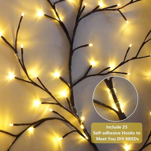 7.5Ft 144 (1 Pack) Enchanted Willow Vine Fairy Lights - Christmas Decorations Twinkling Tree Branch with Remote
