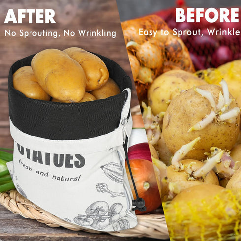 TOGETRUE Potato Onion Storage Bag, Washable Canvas Onion and Potato Storage Bag, Drawstring Garlic Onions Potatoes