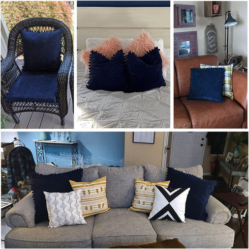Fancy Homi Pack of 2 Corduroy Soft Decorative Throw Pillow Covers, Solid Square Cushion Case Set for Couch Sofa
