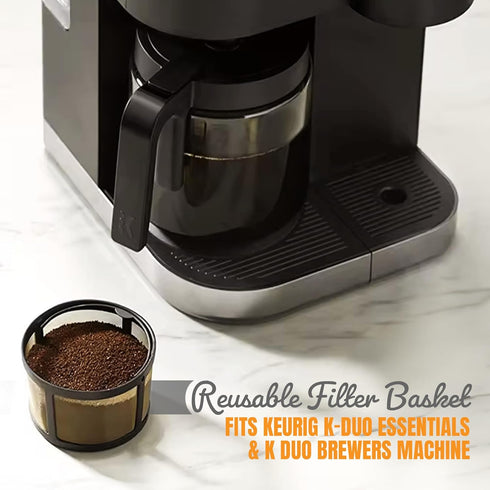 8-12 Cup Reusable Filter Basket with Mesh Bottom, Fits Keurig K-Duo Essentials & K Duo Brewers, Permanent Filter
