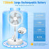 LIPETY 9" Portable Standing Oscillating Fan with Remote - 7200mAh Rechargeable Battery Tall Floor Foldable Travel Fan