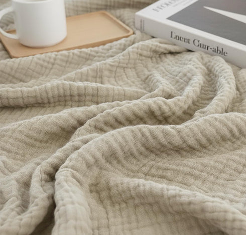 KyraHome 100% 90"x90", Summer Organic Cotton Throw Blankets, Queen Pre-Washed Plant Dyed, Breathable Lightweight Soft