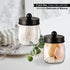 Farmhouse Decor Apothecary Jar Set,Mason Jar Bathroom Vanity Storage Organizer Canister - Qtip Holder Plastic Acrylic Jar for Cotton Swabs,Cotton Pads,Floss Picks,Paper Clips,Hair Clips(4 Pack,Bronze) by SheeChung