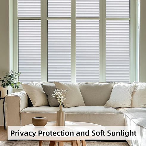 DUOFIRE Window Film Blinds Pattern Privacy Window Film, Static Cling, 23.6 x 78.7 inch