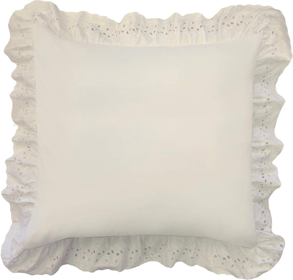 FRESH IDEAS Eyelet Ruffled Pillow Sham Euro, Ivory