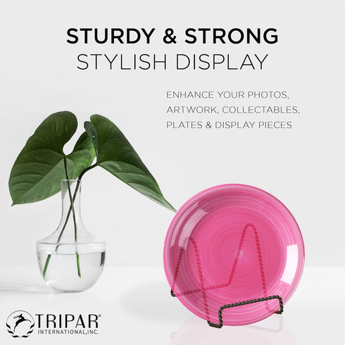 Tripar Decorative Twisted Wire Stand, Black Tabletop Display, 4 Inch Depth, Handcrafted Square Edge Design