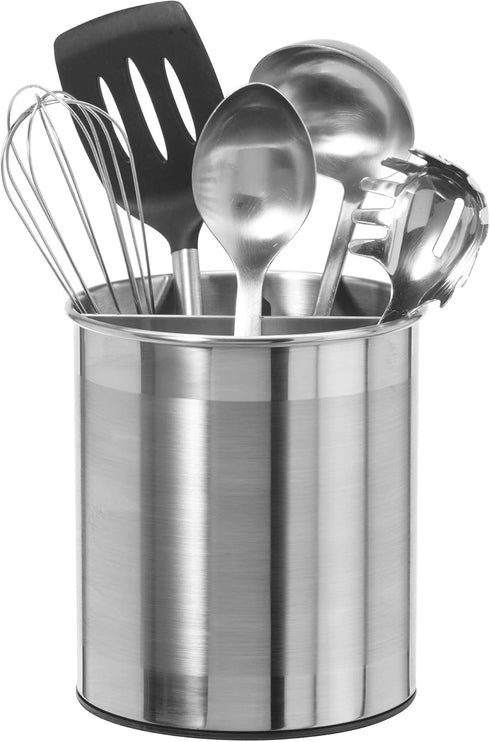 Oggi Jumbo Stainless Steel Rotating Utensil Holder with Removable Divider, Stylish Kitchen Organizer, Height 7.5"