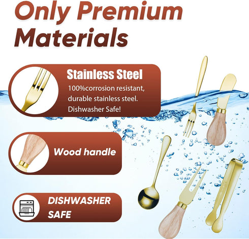 Charcuterie Board Accessories - 18 Pieces Spreader Knife Set with Wooden Handles for Parties