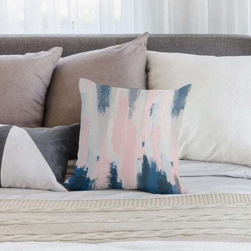 Nebra Abstract Blush and Blue Throw Pillow Covers, Cozy Square Pillowcases for Bed Couch Sofa Living Room Cushion Cover