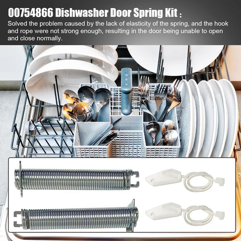 UPGRADED 00754866 Dishwasher Door Spring Kit, Includes Cable for Bosch/Thermador/Gaggenau Kitchen Dishwasher Door Hinge