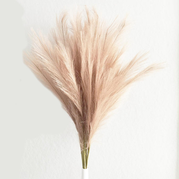 UiiziC Faux Pampas Grass Dried Fluffy 6pcs, 35" Ascendant Grass for Wedding Bouquets, Home Decor (Brown)