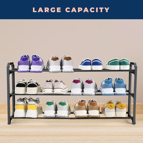 3-Tier Closet, (CSR-01) Happhom Expandable Shoe Organizer - Space Saver Shoe Shelf with Smart Design for Entryway