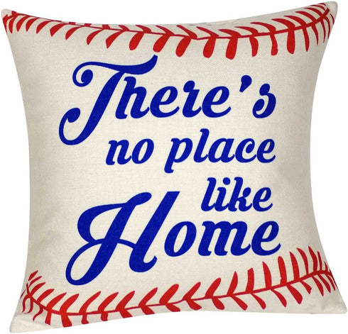 Baseball Pillow Cover, There's No Place Like Home Throw Pillow Case, 18X18 Inches