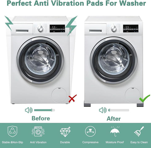 Anti Vibration Pads for Washing Machine, Foot Pads for Washer and Dryer Pedestals, Shock and Noise Cancelling Support