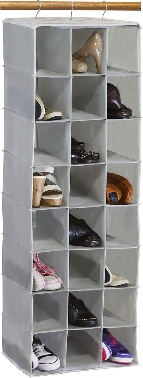 Simple Houseware 24 Section Hanging Closet Organizers, Gray Shoe Shelves