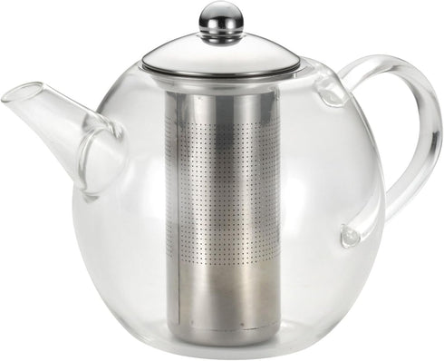 BonJour Tea Glass Teapot with Stainless Steel Infuser, 23.7 Ounce, Clear