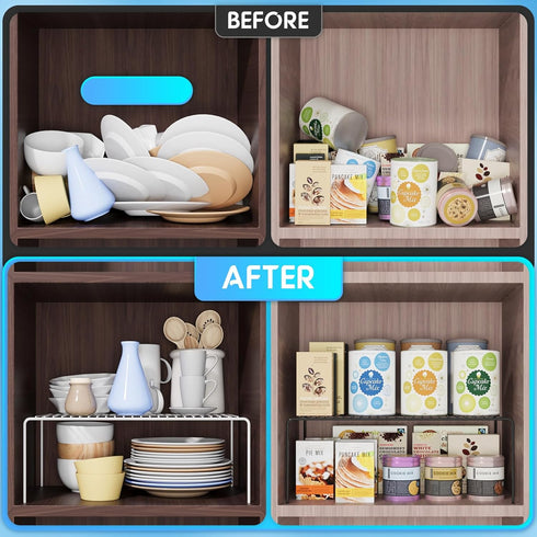 Medium(13 9.4 inch)White Set 6, Counter x Cabinet Storage Shelf Rack of Rustproof Metal Wire Kitchen Organizers