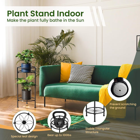 2 23.4" H HOMEXIN Plant Stand Indoor, Tier Metal Tall Plant Stands Multiple Plant Rack Holder, Heavy Duty Rustproof