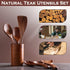 Wooden Spoons for Cooking, 6 Pcs Natural Teak Wood Non-Stick Utensils Set for Kitchen