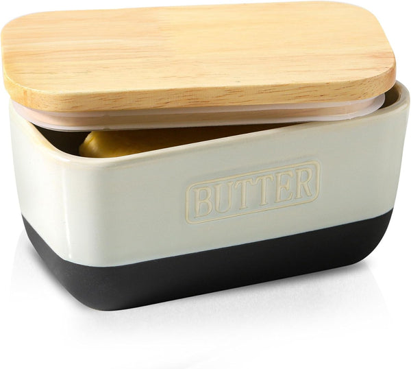 HVH Ceramic Butter Dish with Lid for Countertop, Airtight Butter Keeper with