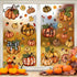 YUJUN 6 Sheets Thanksgiving Fall Window Clings, Pumpkin Maple Leaves Oil Painting Decals for Autumn Home Decor and