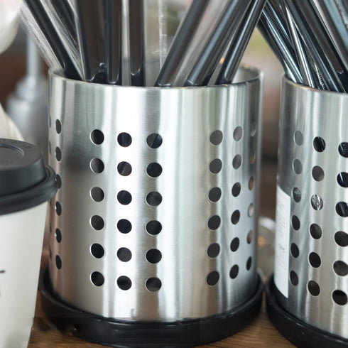 TOPZEA Set of 4 Kitchen Utensil Holder - Stainless Steel Cooking Utensil Organizer, Flatware Holder