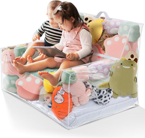 Teenyyou Stuffed Animal Storage Bean Bag Chair Sofa Cover Zipper Large Transparent