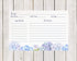 Recipe Cards 4x6 Double Sided Flowers Blue Wildflower Hydrangeas, Wedding Keepsake Gift (50 Count)