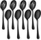 LIANYU 8 Pack Large Black Serving Spoons, 9.8 Inch Stainless Steel Utensils Set