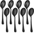 LIANYU 8 Pack Large Black Serving Spoons, 9.8 Inch Stainless Steel Utensils Set
