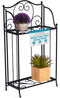 BIRDROCK HOME 2-Tier Metal Tiny Plant Stand Shelf - Decorative Mediterranean Scroll
