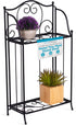 BIRDROCK HOME 2-Tier Metal Tiny Plant Stand Shelf - Decorative Mediterranean Scroll