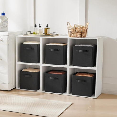 Storage,Set 6(Black) MAX Houser Fabric Cloth Storage Bins,Foldable Storage Cubes Organizer Baskets with Dual Handles