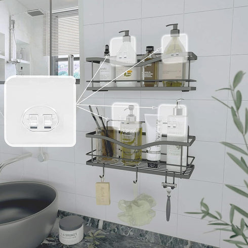Cozycomfo Pack 10 Shower Caddy Adhesive Replacement Stickers Hooks Adhesive of for Corner Shelf Basket Bathroom Shelf