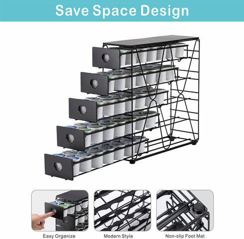 FlagShip K Cup Organizer for Keurig Pod Drawer, Large Multi Tier Coffee Pod Holder