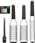 Cambom Heavy Duty Lemon Zester Grater Three-Piece Suit, Kitchen Tool for Parmesan Cheese, Ginger, Garlic, Stainless