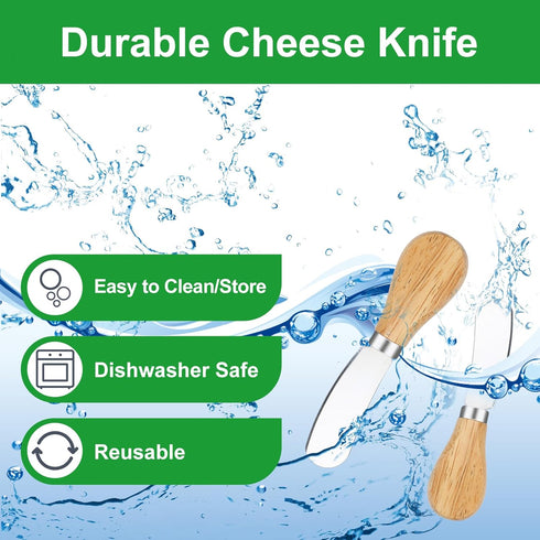 10 Pcs Cheese Spreader Knives Set, Mini Butter Knife Spreader with Wooden Handle for Charcuterie Board