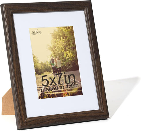 KTKDE 5x7 Picture Frame, Photo Frame Walnut with Real Glass for Picture